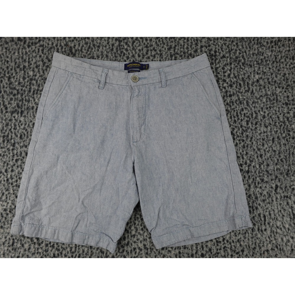 Ninomaxx Linen Shorts Mens 31 Light Blue Good Classic Fit Lightweight Summer